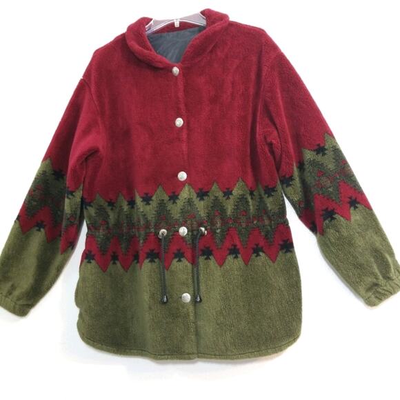 Tribal western fur fleece cinch waist jacket coat - Picture 1 of 10